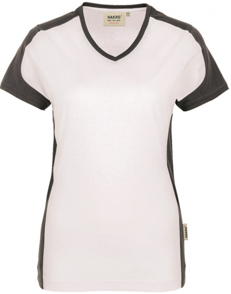 HAKRO-Worker-Shirts, Women-V-Shirt-Contrast Performance, weiß