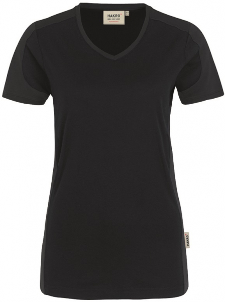 HAKRO-Worker-Shirts, Women-V-Shirt-Contrast Performance, schwarz