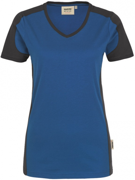 HAKRO-Worker-Shirts, Women-V-Shirt-Contrast Performance, royal