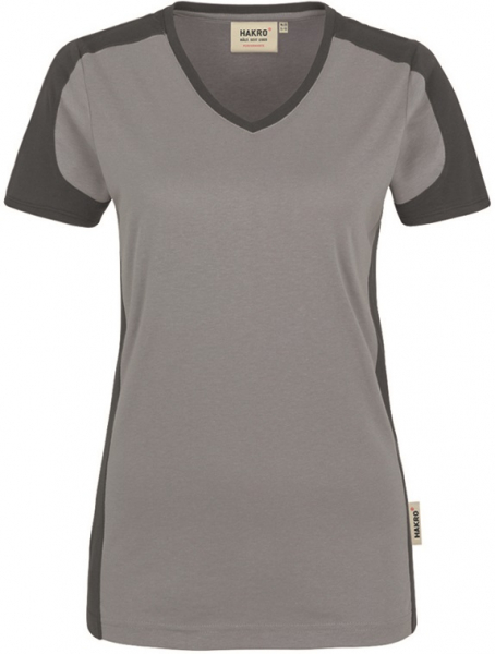 HAKRO-Worker-Shirts, Women-V-Shirt-Contrast Performance, titan
