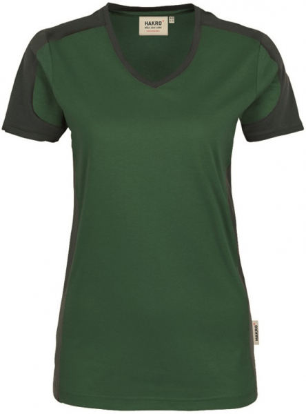 HAKRO-Worker-Shirts, Damen-V-Shirt, Contrast, Performance, 160 g / m², tanne