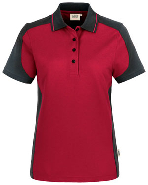 HAKRO-Worker-Shirts, Damen-Poloshirt, Contrast, Performance, 200 g / m², weinrot/anthrazit