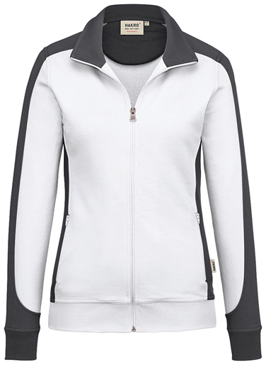 HAKRO-Worker-Shirts, Damen-Sweatjacke, Contrast, Performance, 300 g / m², weiß