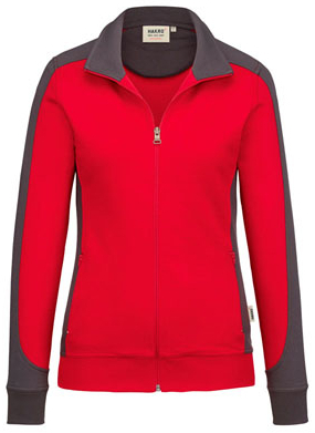 HAKRO-Worker-Shirts, Damen-Sweatjacke, Contrast, Performance, 300 g / m², rot