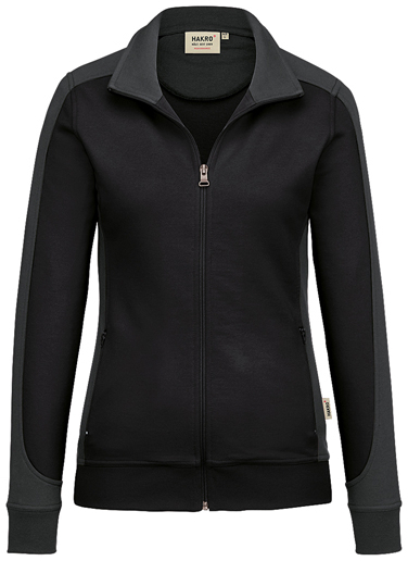 HAKRO-Worker-Shirts, Damen-Sweatjacke, Contrast, Performance, 300 g / m², schwarz