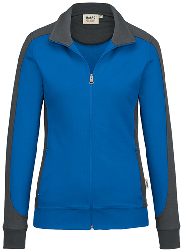 HAKRO-Worker-Shirts, Damen-Sweatjacke, Contrast, Performance, 300 g / m², royalblau