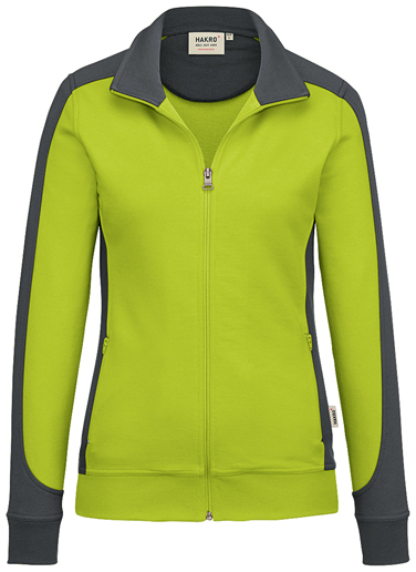 HAKRO-Worker-Shirts, Damen-Sweatjacke, Contrast, Performance, 300 g / m², kiwi