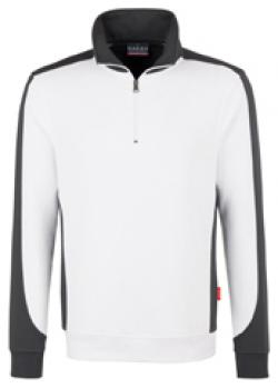 HAKRO-Worker-Shirts, Zip-Sweatshirt-Contrast Performance, weiß