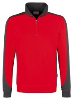 HAKRO-Worker-Shirts, Zip-Sweatshirt-Contrast Performance, rot