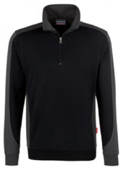 HAKRO-Worker-Shirts, Zip-Sweatshirt-Contrast Performance, schwarz