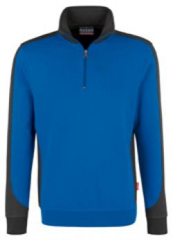 HAKRO-Worker-Shirts, Zip-Sweatshirt-Contrast Performance, royal