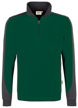 HAKRO-Worker-Shirts, Zip-Sweatshirt, Contrast, Performance, 300 g / m², tanne