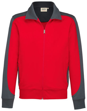 HAKRO-Worker-Shirts, Sweatjacke, Contrast, Performance, 300 g / m², rot