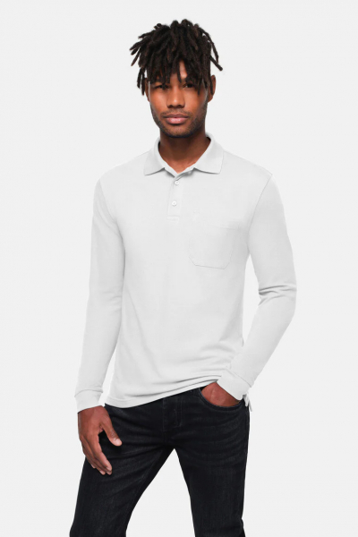 HAKRO-Pocket-Longsleeve-Polo, weiß