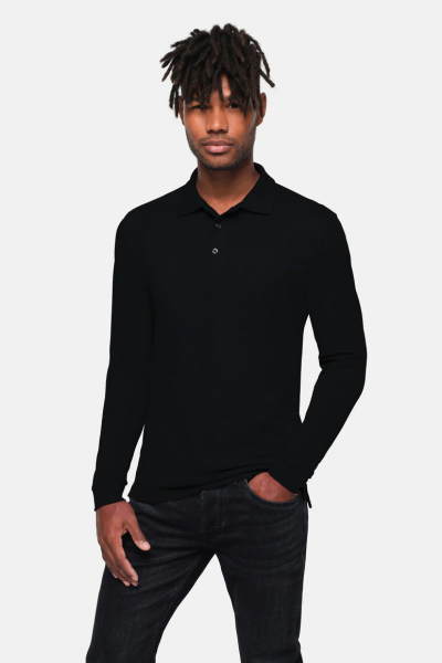 HAKRO-Pocket-Longsleeve-Polo, schwarz