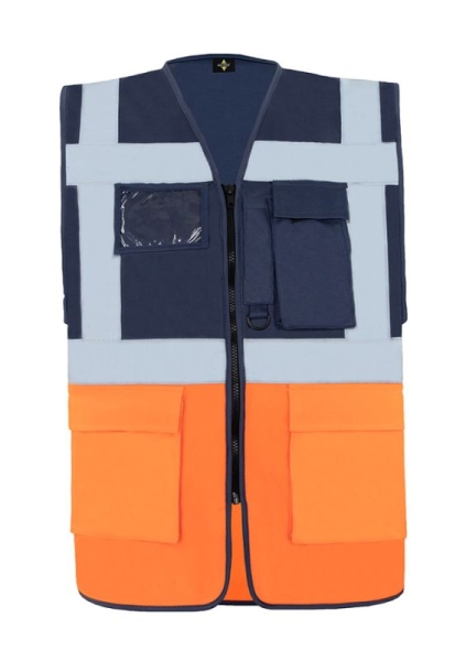 Korntex® Comfort Warnweste Hamburg - Multifunktional - Signal-Orange / Marineblau