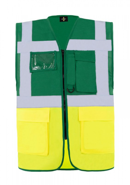 KORNTEX-Comfort Executive Multifunctional Safety Weste Hamburg, waldgrün/signal gelb