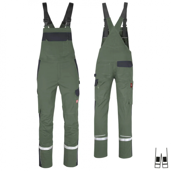 Teamdress-Latzhose ecoFlex +Refl. 17353 oliv/schwarz