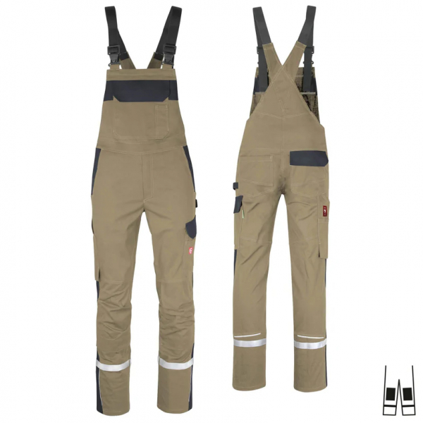Teamdress-Latzhose ecoFlex +Refl. 17353 sahara/schwarz