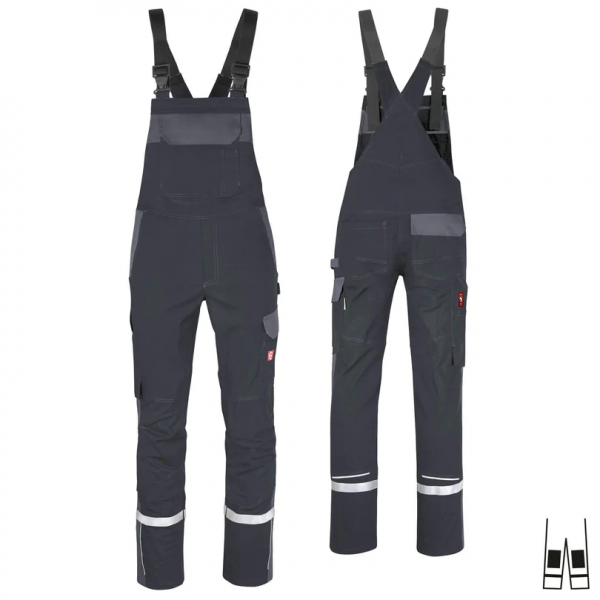 Teamdress-Latzhose ecoFlex +Refl. 17353 schwarz/grau