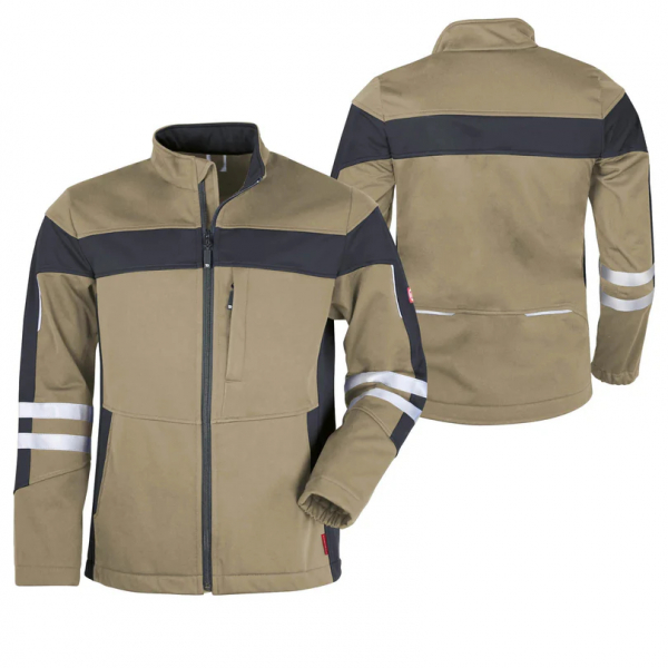 Teamdress-He-Softshelljacke ecoFlex +Refl. 17353 sahara/schw