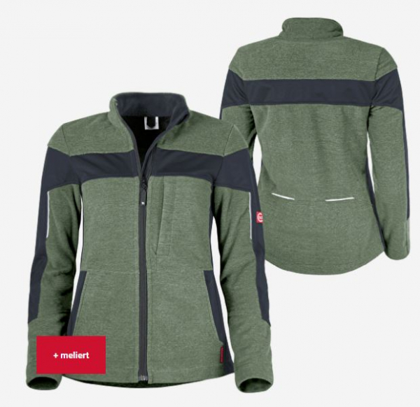 Teamdress-Damen-Fleecejacke ecoFlex oliv meliert/schwarz