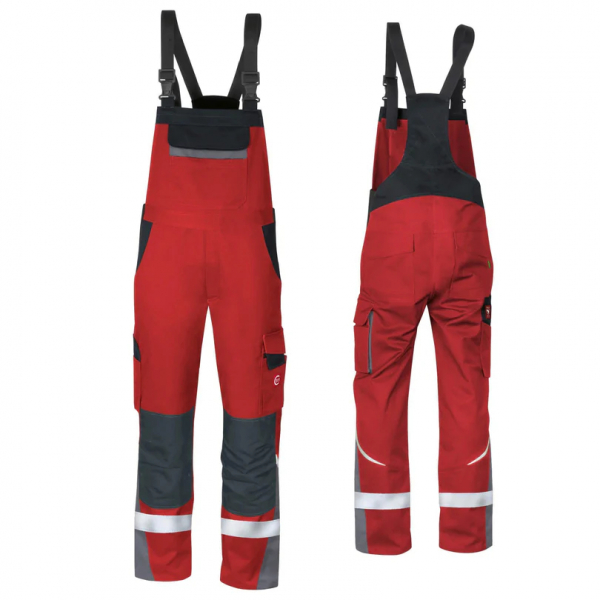 Teamdress-Latzhose ecoRover +Refl. 17353 rot/schwarz/grau