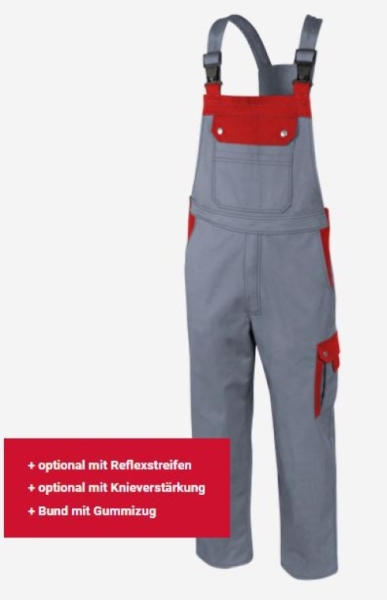 Teamdress-Latzhose Top Runner grau/rot