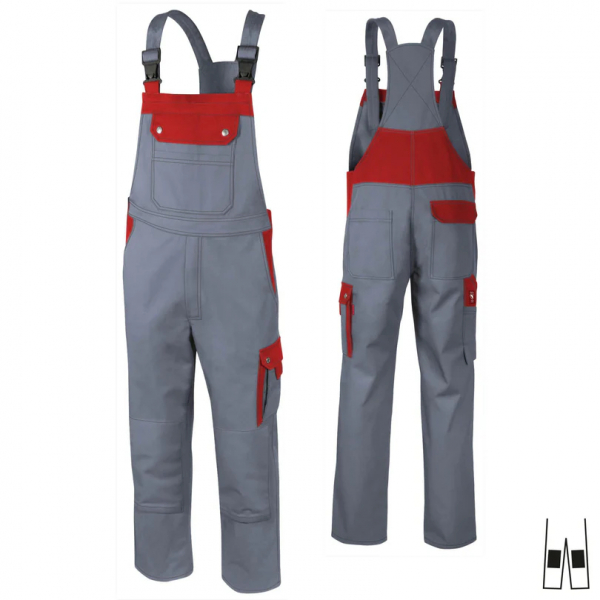 Teamdress-Latzhose Top Runner +KT grau/rot