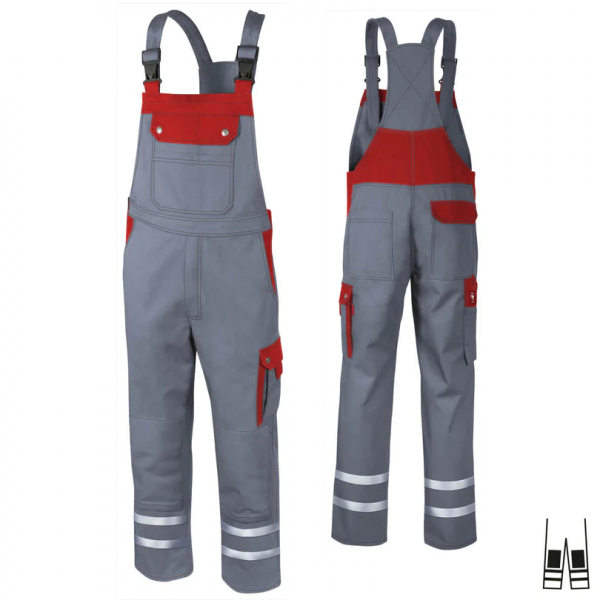 Teamdress-Latzhose Top Runner +KT+Ref grau/rot