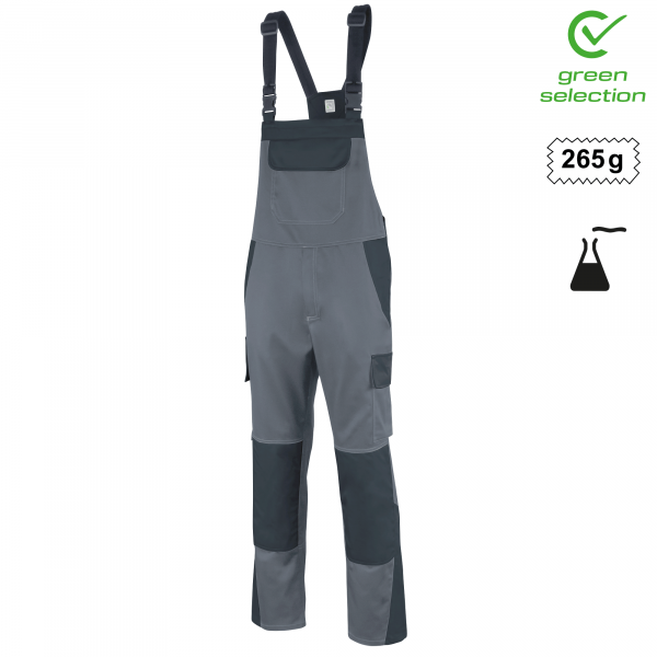 Teamdress-Latzhose ecoRover Safety, grau/schwarz