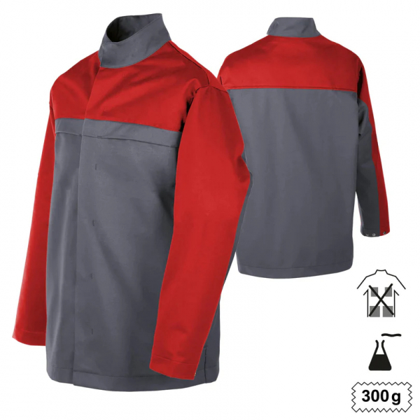 Teamdress-Jacke Multinorm oAußentaschen +CH grau/rot