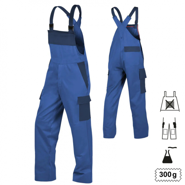 Teamdress-Latzhose Multinorm oLT+BT+KT+CH kornblau/marine