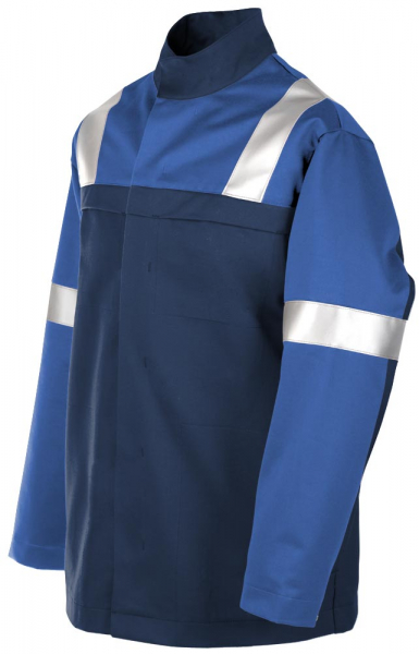Teamdress-PSA-Workwear, PSA, Gießerei/Schweißer-Jacke mit Reflexstreifen, Kl. 1, EN ISO 11612, marine/kornblau