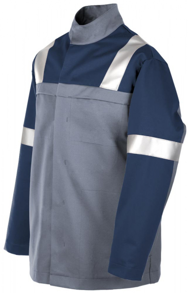 Teamdress-PSA-Workwear, PSA, Gießerei/Schweißer-Jacke mit Reflexstreifen, Kl. 1, EN ISO 11612, grau/marine