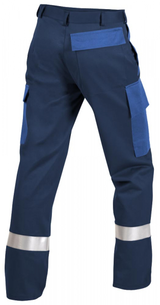 Teamdress-PSA-Workwear, PSA, Gießerei/Schweißer-Bundhose mit Beintaschen und Reflexstreifen, Kl. 1, EN ISO 11612, marine/kornblau