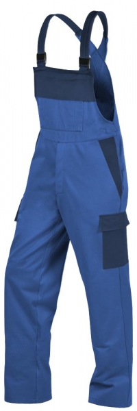 Teamdress-PSA-Workwear, Gießerei/Schweißer-Latzhose mit Beintaschen, Kl. 1, EN ISO 11612, kornblau/marine