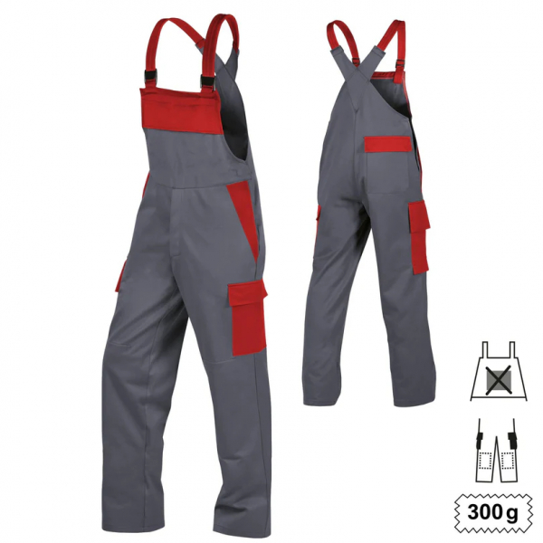 Teamdress-Latzhose Multinorm oLT+BT+KT dunkelgrau/rot