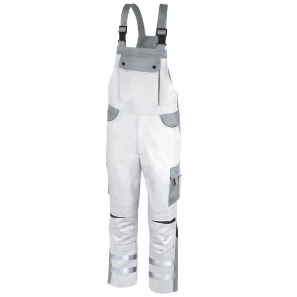 Teamdress-Latzhose Elements +Refl. 17353 weiß/hgrau/dgrau