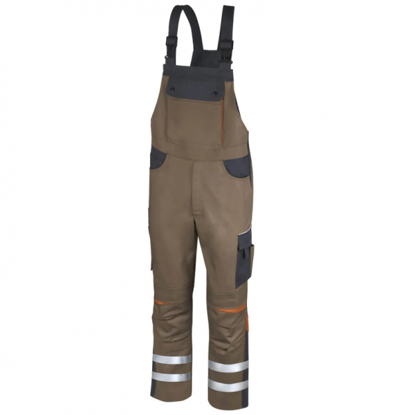 Teamdress-Latzhose Elements +Refl. 17353 braun/dgrau/rost