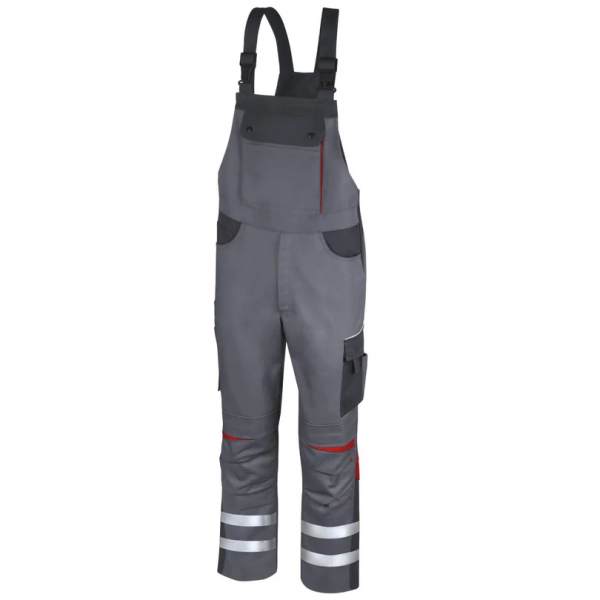 Teamdress-Latzhose Elements +Refl. 17353 grau/dgrau/rot