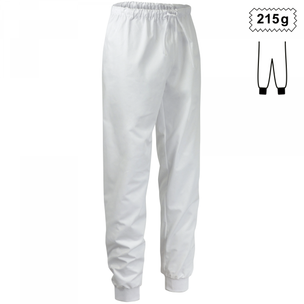 Teamdress-Unisex-Schlupfhose + Strickbündchen HACCP, weiß