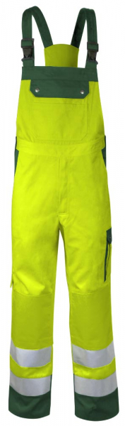 TEAMDRESS-Warnschutz, PSA, Warnschutz-Latzhose, mit Knietasche, Kl. 2, warngelb/grün
