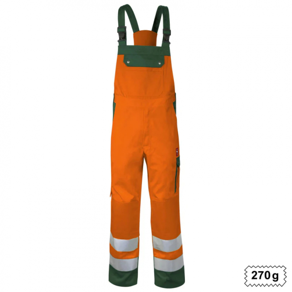 Teamdress-Latzhose Warnschutz +KT warnorange/grün