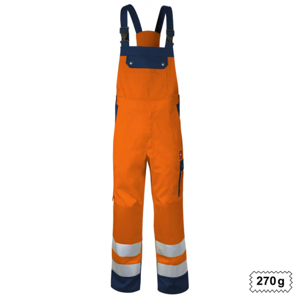 Teamdress-Latzhose Warnschutz +KT warnorange/marine