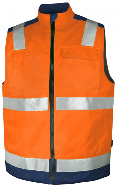 TEAMDRESS-Warnschutz, PSA, Warnschutz-Weste, gefüttert, Kl. 1, warnorange/marine