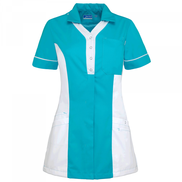 Teamdress-Selma-Damenkasack, türkis/weiß