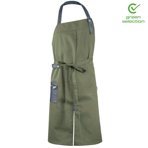 Teamdress-Latzschürze, olive/schwarz Denim
