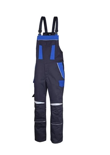 HB-Latzhose, Störlichtbogenschutz 4kA, ArcSelect, 1-lagig, zweifarbig, Stehkragen, verdeckte Druckknöpfe, navy/royalblau