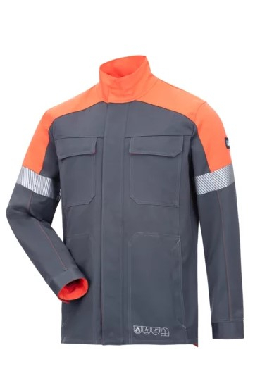 HB-Flüssigmetallschutz- Jacke, Al+Fe, 430 g/m², anthrazitgrau/ reinorange